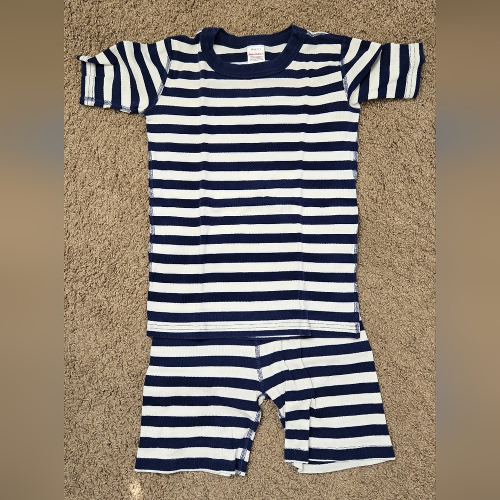 Hanna Andersson Navy and White Striped Kids Short John Pajamas